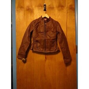 Vintage Women's Small Brown Bongo Cropped Faux Leather Jackets